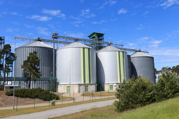 Biofuel factory storage tanks in sunny day