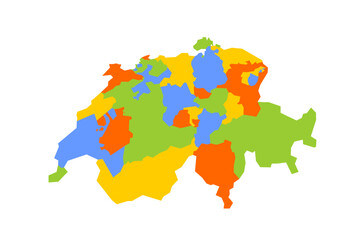 Fototapeta na wymiar Switzerland political map of administrative divisions - cantons. Blank colorful vector map.