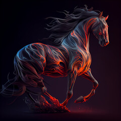 Cheval c&eacute;leste n&eacute;on IA g&eacute;n&eacute;rative