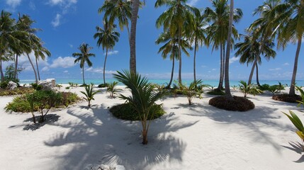 Beautiful Beach on Maldives with Palms