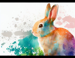 Easter Bunny Watercolor Generative AI