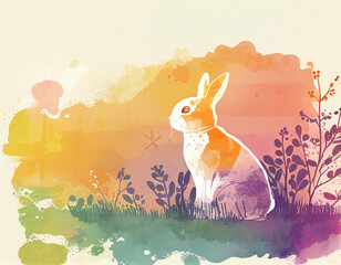 Easter Bunny Watercolor Generative AI