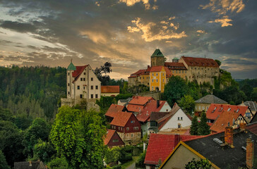 View on castle Hohnstein and the surrounding village