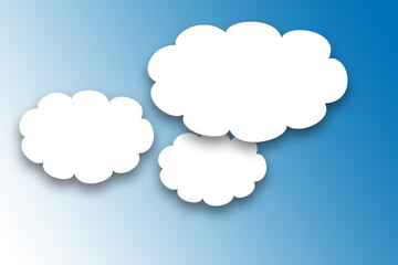 Weiße Wolken vor blauen Hintergrund, 2D-Illustration