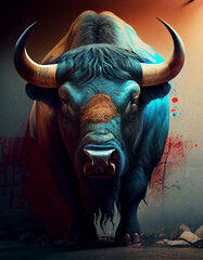 Taureau street art n&eacute;on 