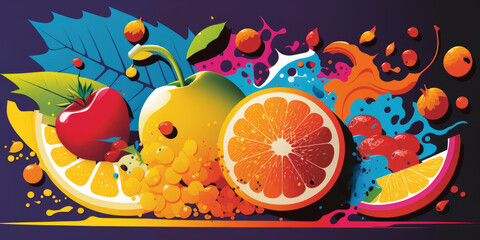background with fruits colorful fruit pop art bold fun joyful