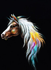 Obraz na płótnie Canvas Horse in Rainbow Iridescence Colors