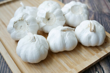 close up pf garlic on white background,