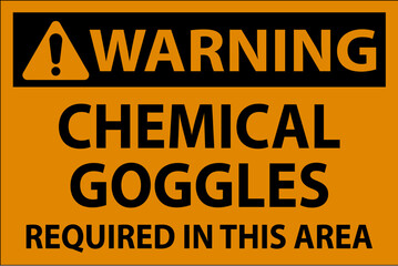 Warning Chemical Goggles Required Sign On White Background