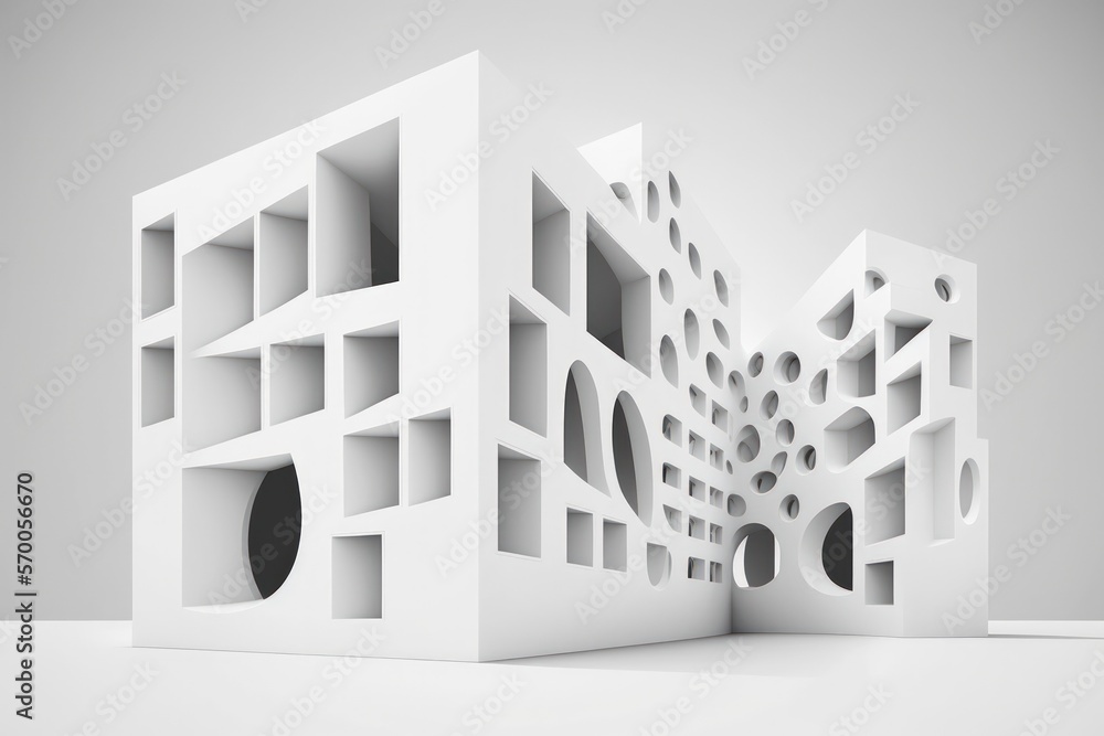 Wall mural white space architectural abstract, future building design perspective. generative ai