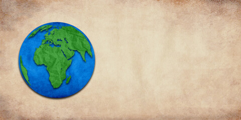 Paper cutout of globe. Creative concept of the world map created by old paper cutout.