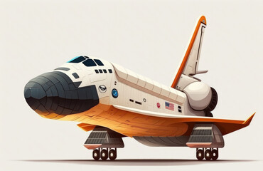 Space Shuttle Isolated Against White. Generative AI