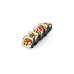 A set of 5 vegetable rolls on a white background isolated