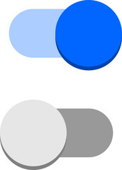 On Off Blue Switch Button Toggle Slider Icon Set. Vector Image.