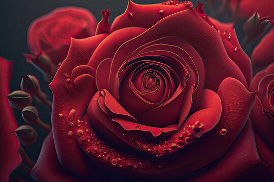 Beautiful red roses on black background, depicting romantic love, valentine's day, for wallpaper, background
