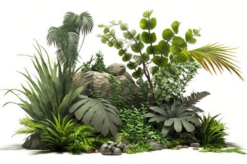 Fototapeta premium Illustration of diferent types of Vegetation - isolated on white - Created with Generative AI