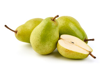 Juicy fresh ripe Williams pears, isolated on a white background.