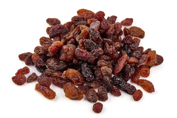 Raisins, isolated on white background.