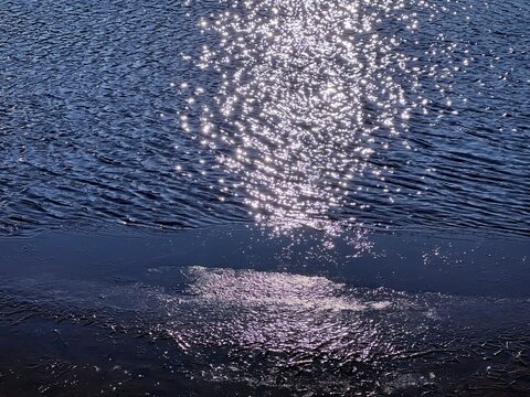 Blue water sea with shiny surface background.