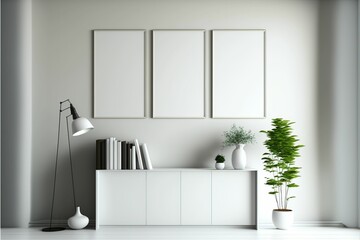 Obraz na płótnie Canvas 3 wall canvas mockup. Best interior design wall canvas mockup.