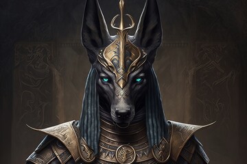 Anubis ancient egyptian god in gothic style. AI