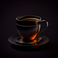 ai generated illustration of cup of tea on dark background