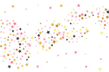 Fashionable black pink gold starburst vector texture. Little starburst spangles holiday decoration elements. Baby shower star burst design. Spangle particles congratulations decor.