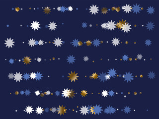 Seasonal Christmas star holiday ornament illustration. Gold blue white sparkle decoration.