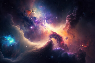 Fototapeta na wymiar Abstract nebula in outer space. generative ai