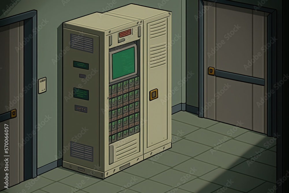 Poster server rack in an empty server room. generative ai