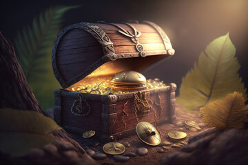Illustration of a treasure chest. AI Generation