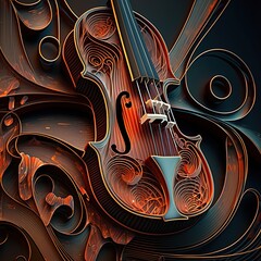 Abstract brown violin. Generative AI.