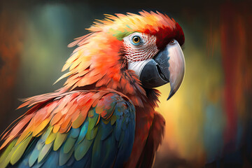 Fototapeta premium red and yellow macaw. Generative AI image.