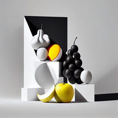 ai cubist illustration of various fruits