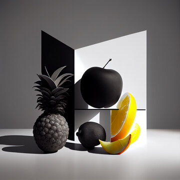 ai cubist illustration of various fruits