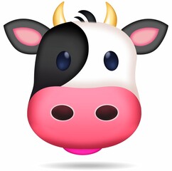 emoticono de vaca con expresión de fantasía aislada