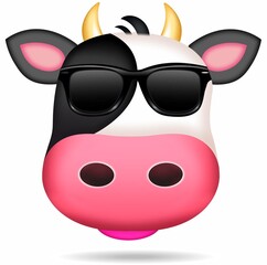 emoticono de vaca con expresión de fantasía aislada