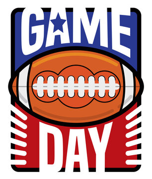 American Design with Football Ball Promoting the Super Game Day, Vector Illustration