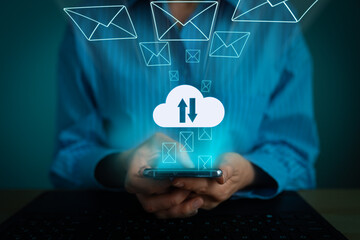 Email concept spam and virus computer, cloud monitor internet security concept