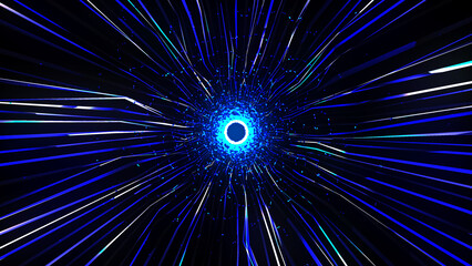 Obraz premium Motion graphic of flying into digital technologic tunnel. 3D render. Abstract digital background. Data flow information. Technology tunnel.