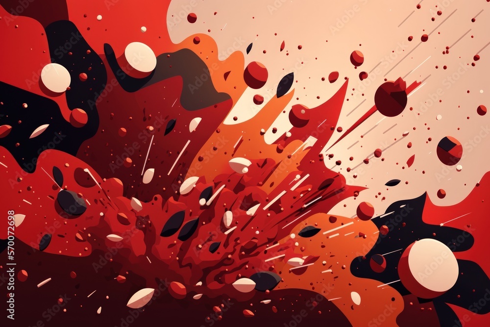 Poster red particles strewn across an abstract background. generative ai