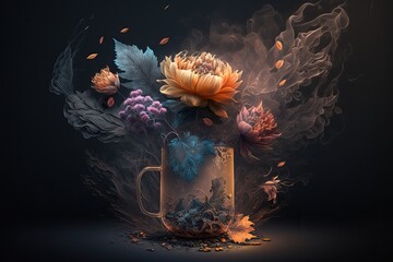 Bouquet of flowers in a vase. AI