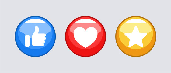 like icon button. heart icon sign. thumb up sign flat icon. social media notification icons. add to favorites star icon button rating symbol reward rating mark icons - recommended button in circle