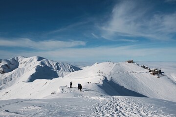 Beautiful winter scenery of Kasprowy Wierch Peak in Tatras Mountains, famous place in Tatras with...
