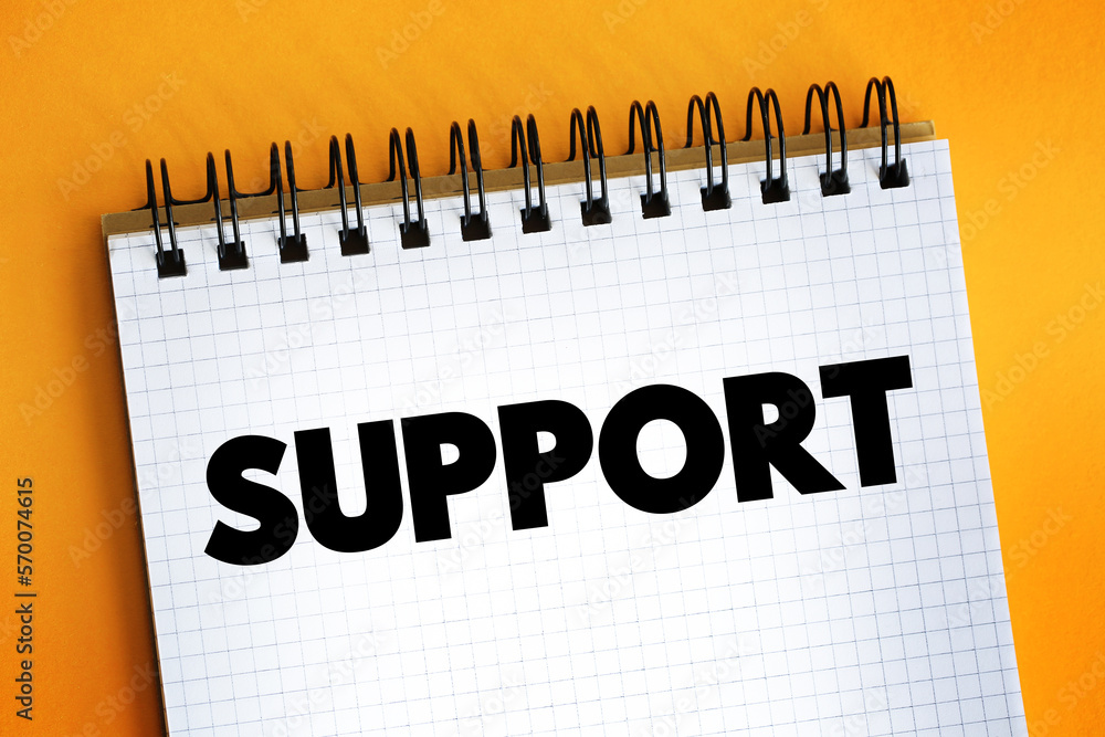 Poster support text on notepad, concept background