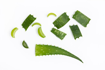 Aloe leaf chopped. Aloe slices.  