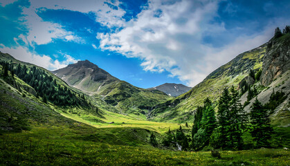 landscape with mountains and clouds