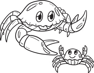 Crabs Isolated Coloring Page for Kids