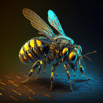 A Futuristic Cyborg Bee Digital Art