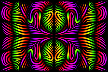 Beautiful caleidoscope symmetrical colourful gradient flowers line art of traditional abstract symbol batik dayak ornament design template elements
